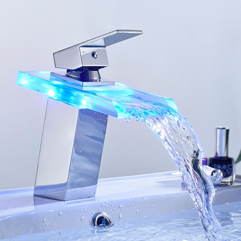 
                  
                    ROVOGO LED Bathroom Faucet Waterfall Brass Basin Faucet Cold Hot Mixer Tap Deck Mounted Sink Mixer
                  
                