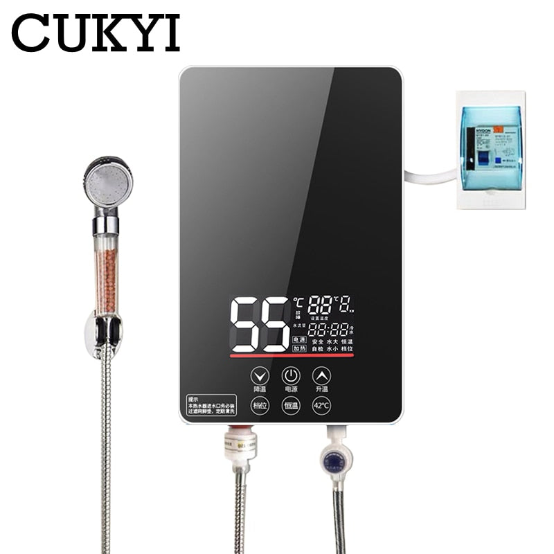 
                  
                    CUKYI Electric Tankless Water Heater 6000W Instant Heating Constant Temperature Household Bathroom Shower Energy-Saving Heater
                  
                