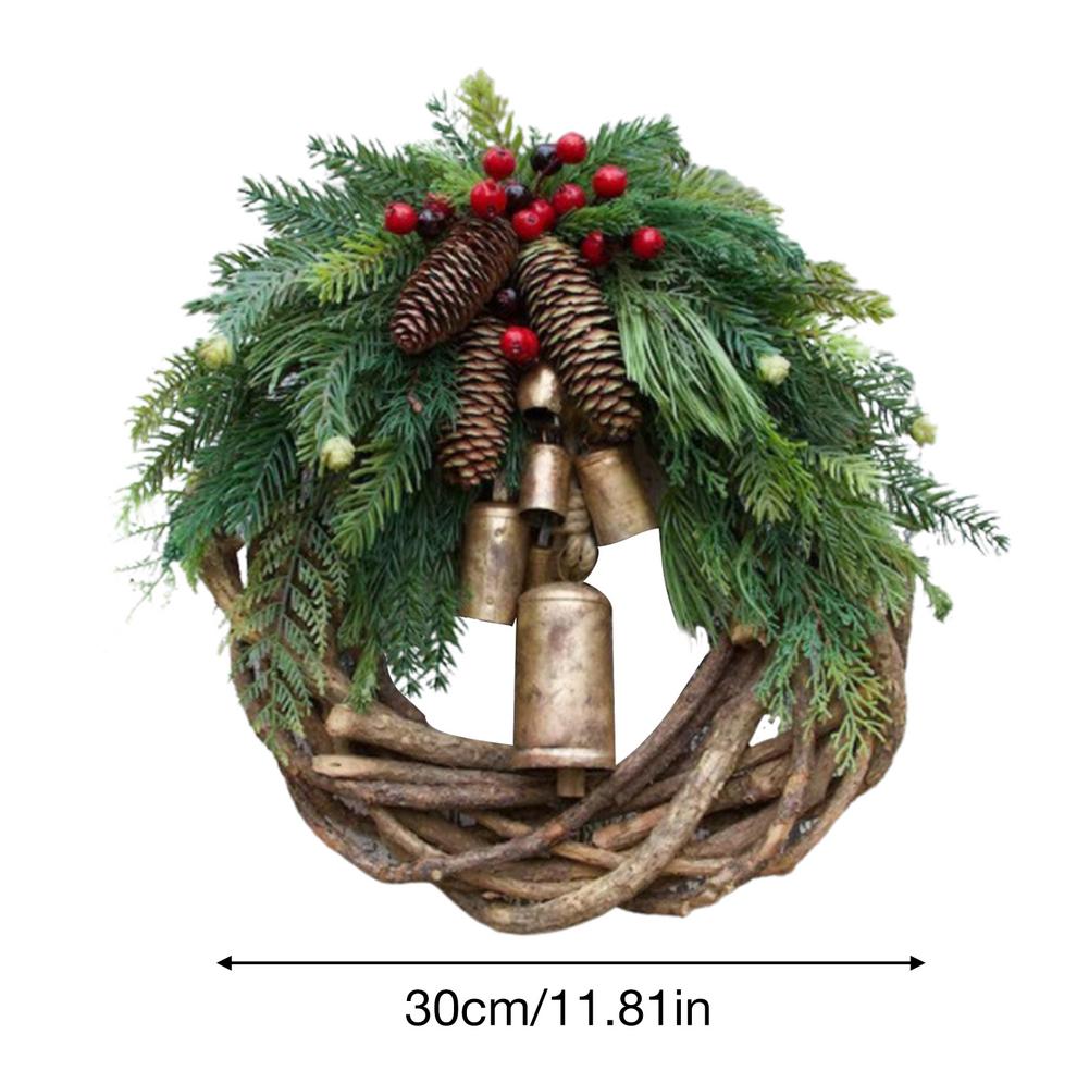 
                  
                    Rustic Christmas Farmhouse Style With Bells Front Door Decor Hanging Wreath
                  
                