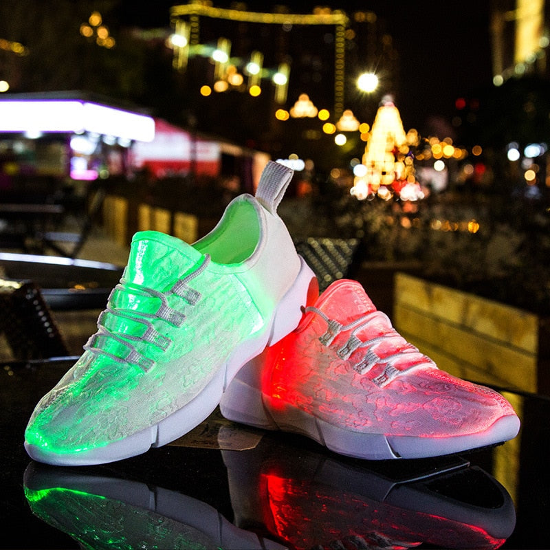 Summer LED Fiber Optic Shoes USB Recharge Glowing Sneakers