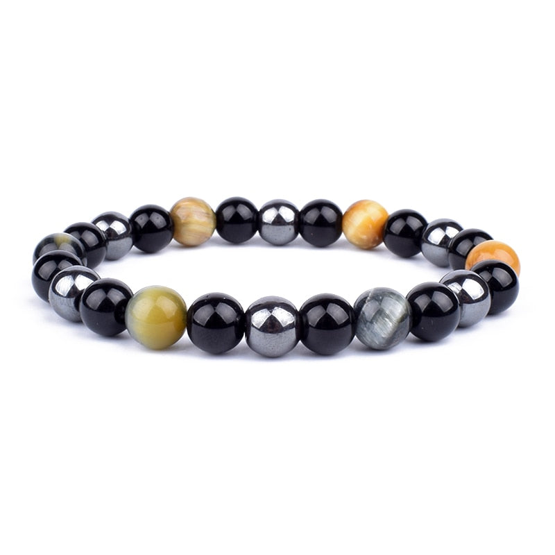 
                  
                    Natural Black Obsidian Hematite Tiger Eye Beads Bracelets Magnetic Health Protection
                  
                