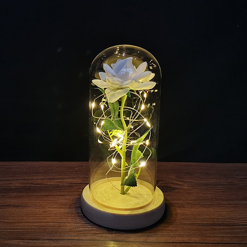 
                  
                    LED Enchanted Rose Eternal Flower with String Lights In Dome for Home Decor
                  
                