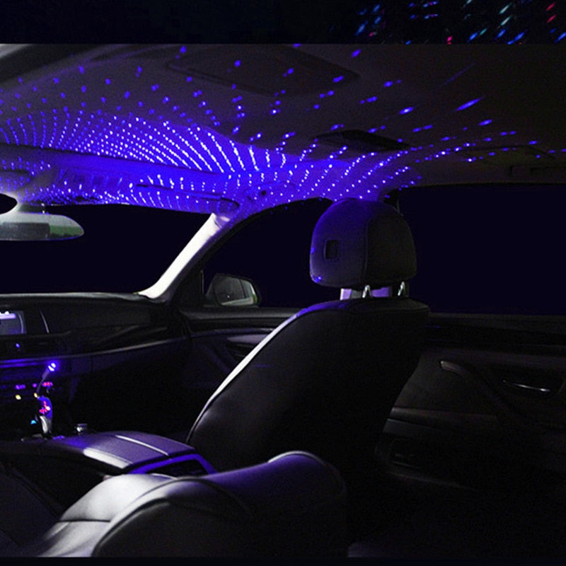 Car Roof Star Light Interior LED Starry Laser Atmosphere Ambient Projector USB Auto Decor Night Light