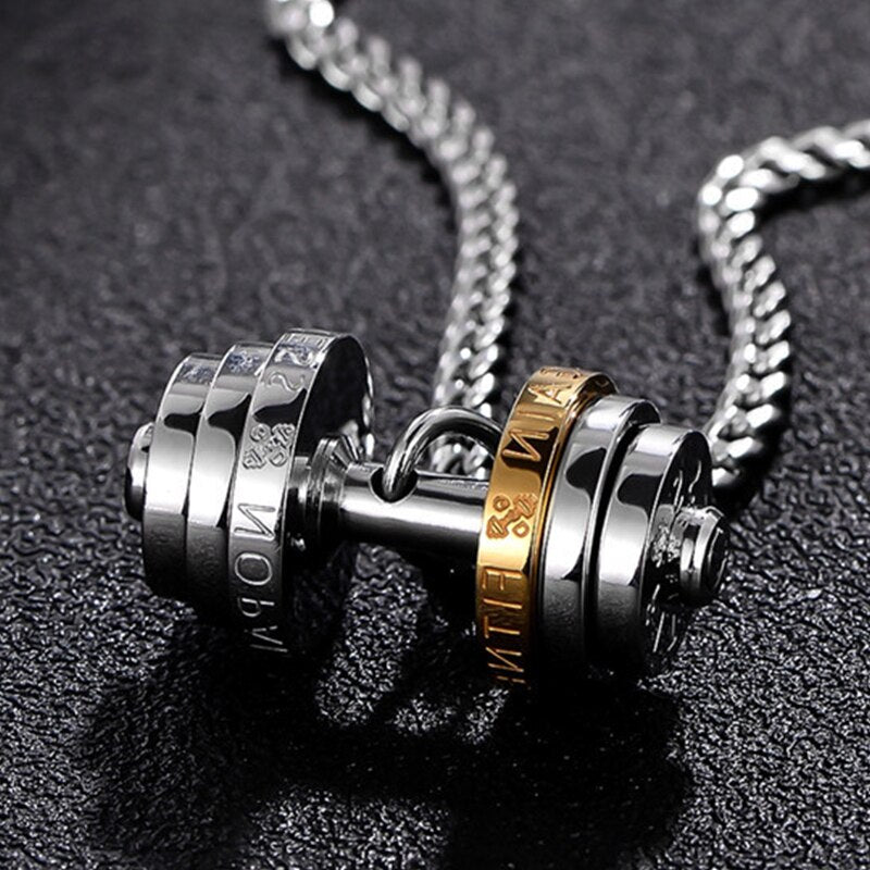 Dumbbell Stainless Steel Chain Pendant Necklace