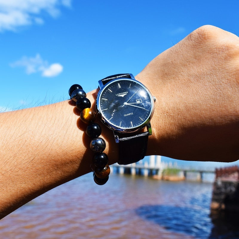 
                  
                    Natural Black Obsidian Hematite Tiger Eye Beads Bracelets Magnetic Health Protection
                  
                