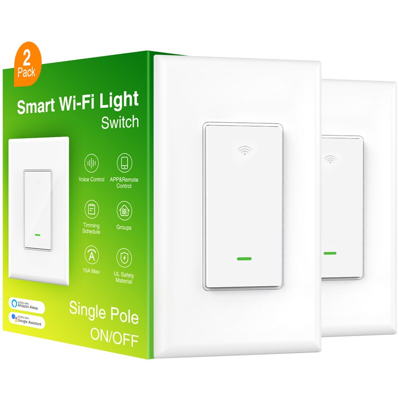 
                  
                    Smart Light Switch ON-OFF In-Wall Single-Pole 15A Compatible with Alexa and Google Home for Voice Control WiFi Smart Switch
                  
                