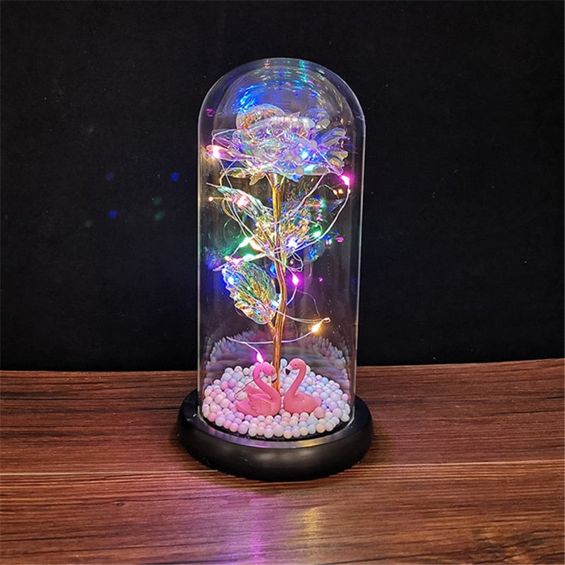 
                  
                    LED Enchanted Rose Eternal Flower with String Lights In Dome for Home Decor
                  
                