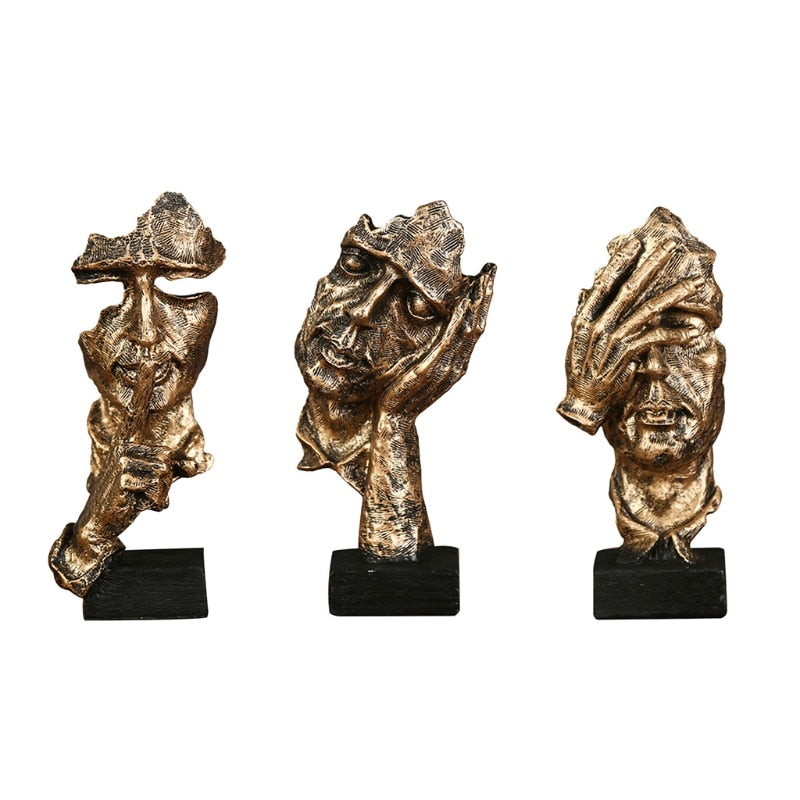 
                  
                    3 Pcs Set Statue Abstract Resin Sculpture Miniature Figurines Face Character Home Decor
                  
                