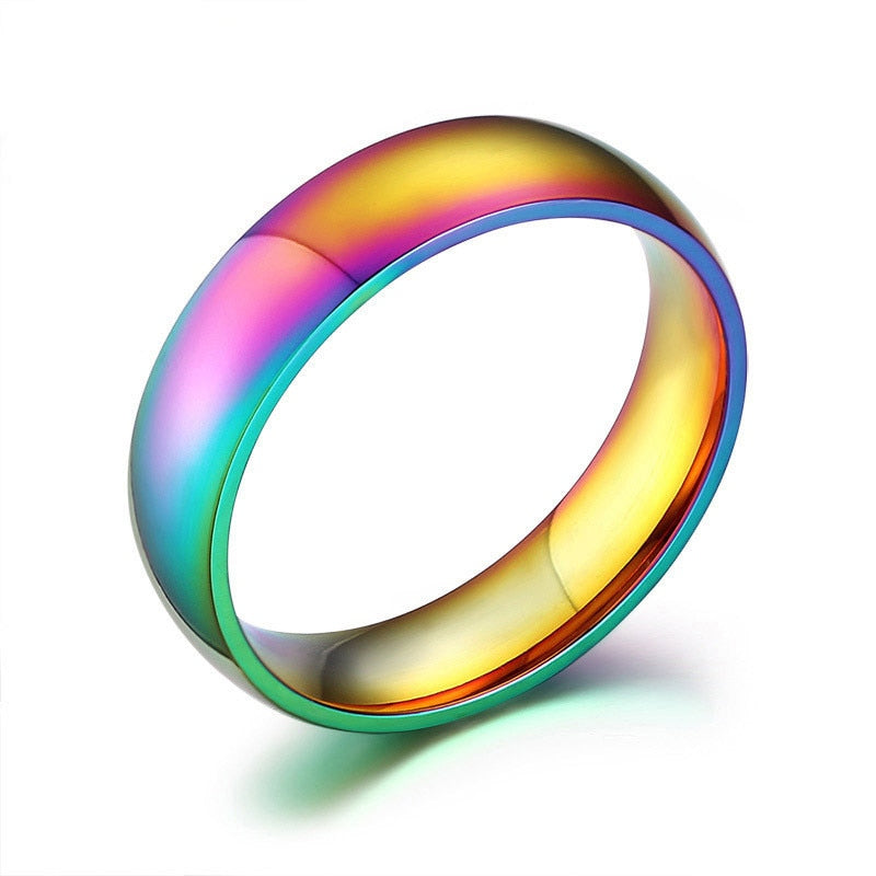 LOVE Enamel Rainbow Stainless Steel LGBT Pride Band Ring