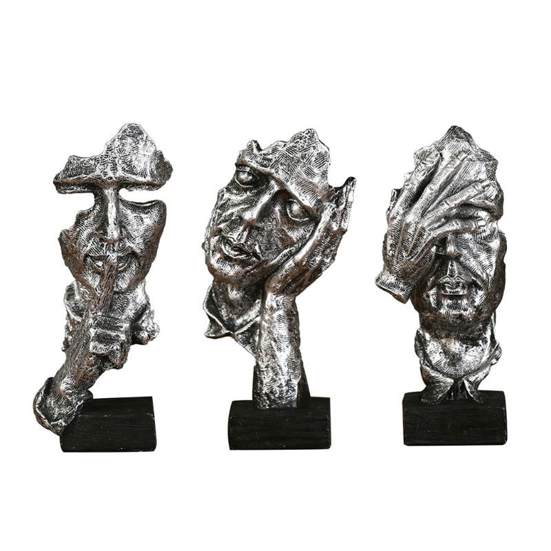 
                  
                    3 Pcs Set Statue Abstract Resin Sculpture Miniature Figurines Face Character Home Decor
                  
                