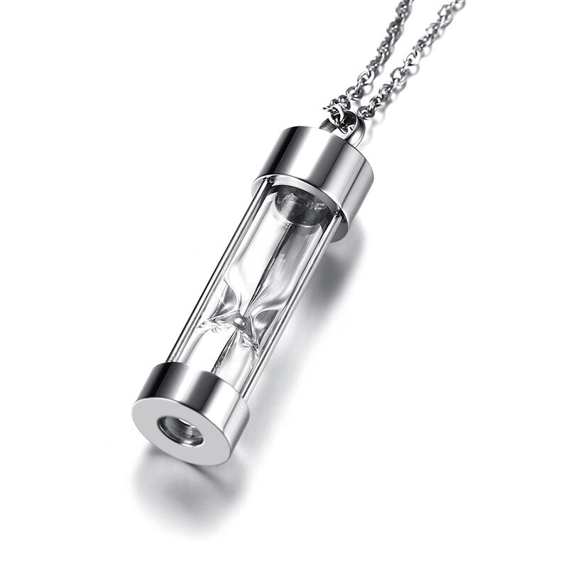 
                  
                    Funnel Openable Glass Vial Necklace Stainless Steel Urn Hourglass Memorial Ash Keepsake Pendants
                  
                