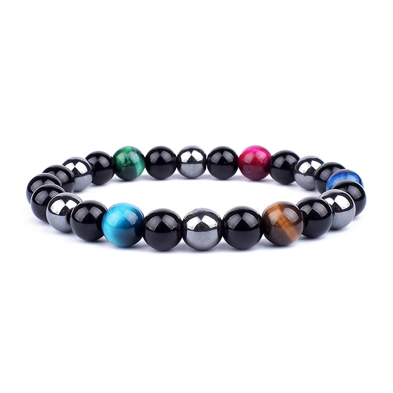 
                  
                    Natural Black Obsidian Hematite Tiger Eye Beads Bracelets Magnetic Health Protection
                  
                