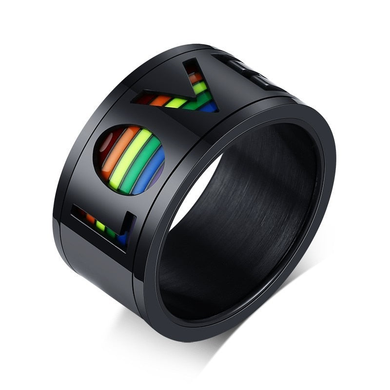 
                  
                    LOVE Enamel Rainbow Stainless Steel LGBT Pride Band Ring
                  
                