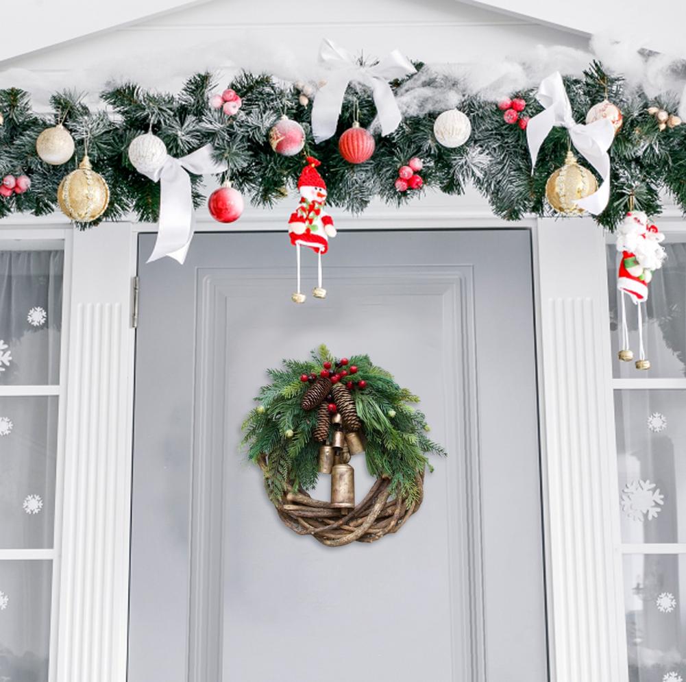 
                  
                    Rustic Christmas Farmhouse Style With Bells Front Door Decor Hanging Wreath
                  
                