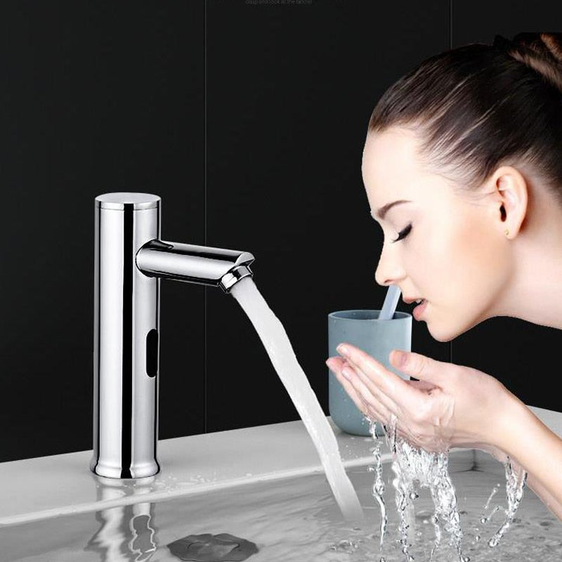 Automatic Infrared Sensor Sink Faucet Touchless Basin Water Tap DC 6V Battery Water Saving Cold and Hot Water Mixer Tap Faucet