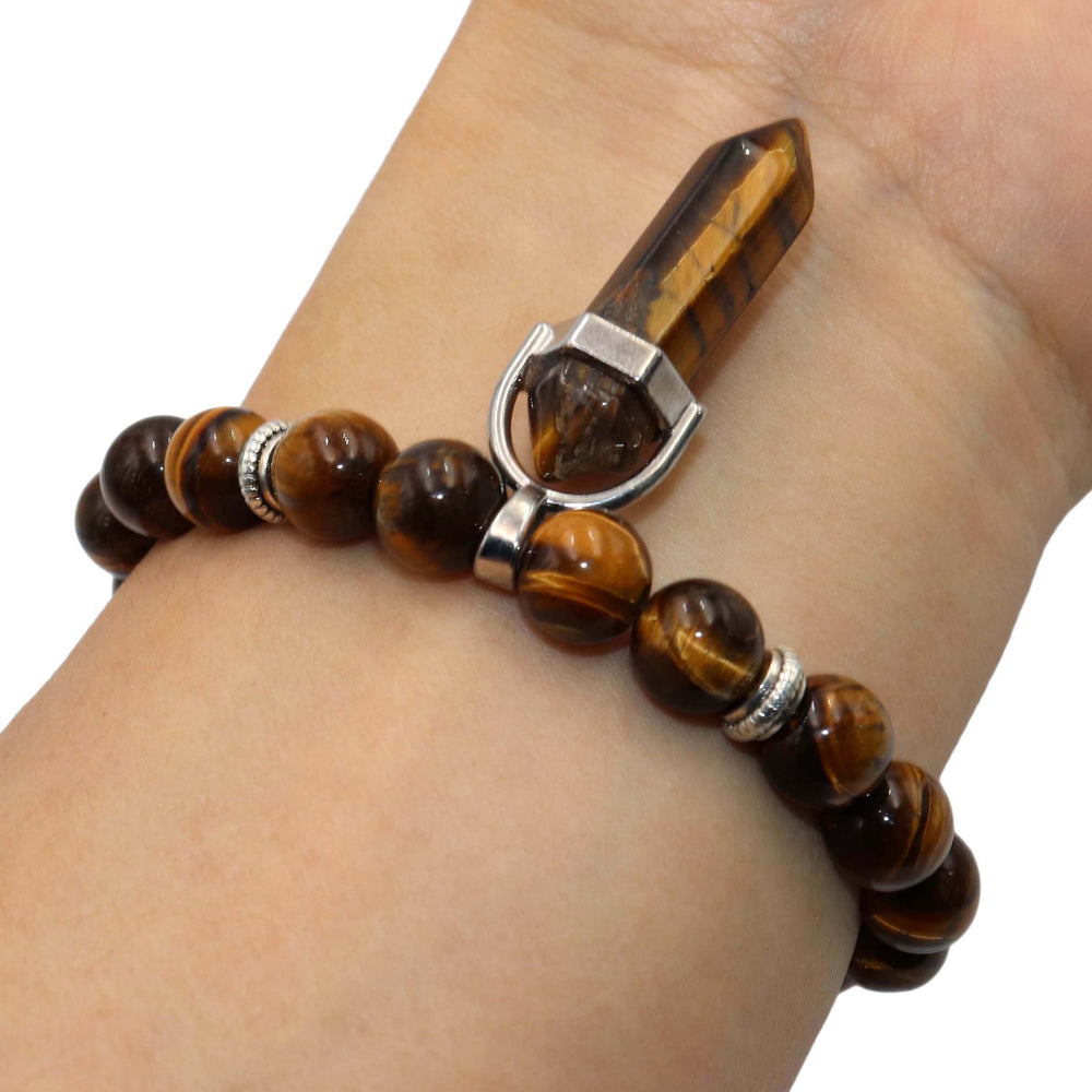 Natural Stone Hexagonal Pendant Beaded Bracelets