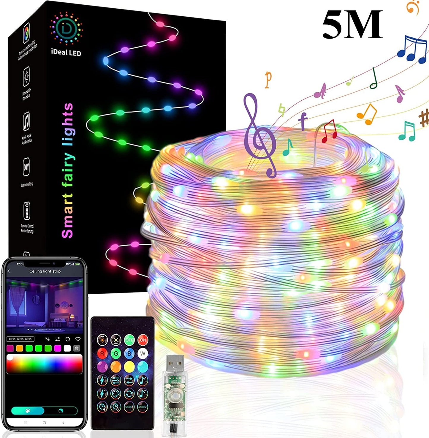 
                  
                    Smart RGB LED String Lights Christmas Decoration USB Remote Control Indoor Holiday Decor
                  
                