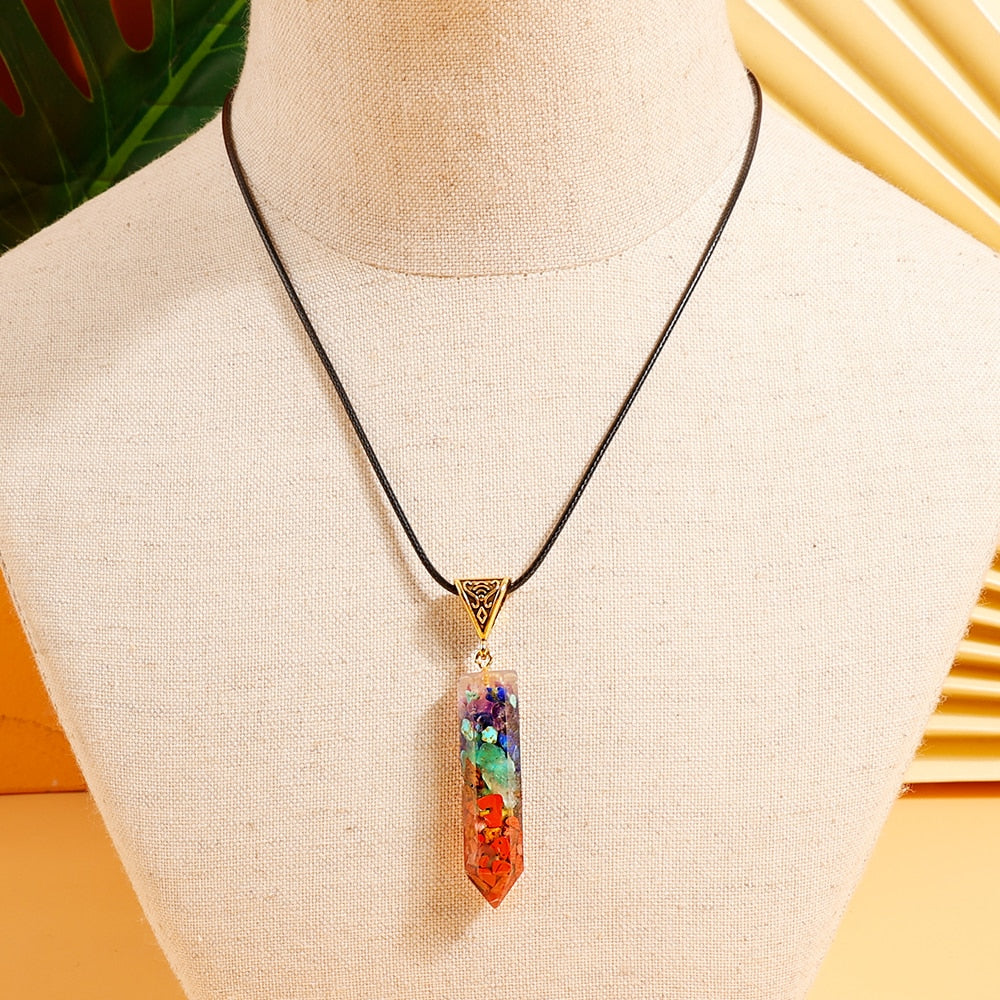 
                  
                    7 Chakras Hexagonal Volcano Stone Pendant Reiki Healing Nature Stone Charm Yoga Necklace
                  
                