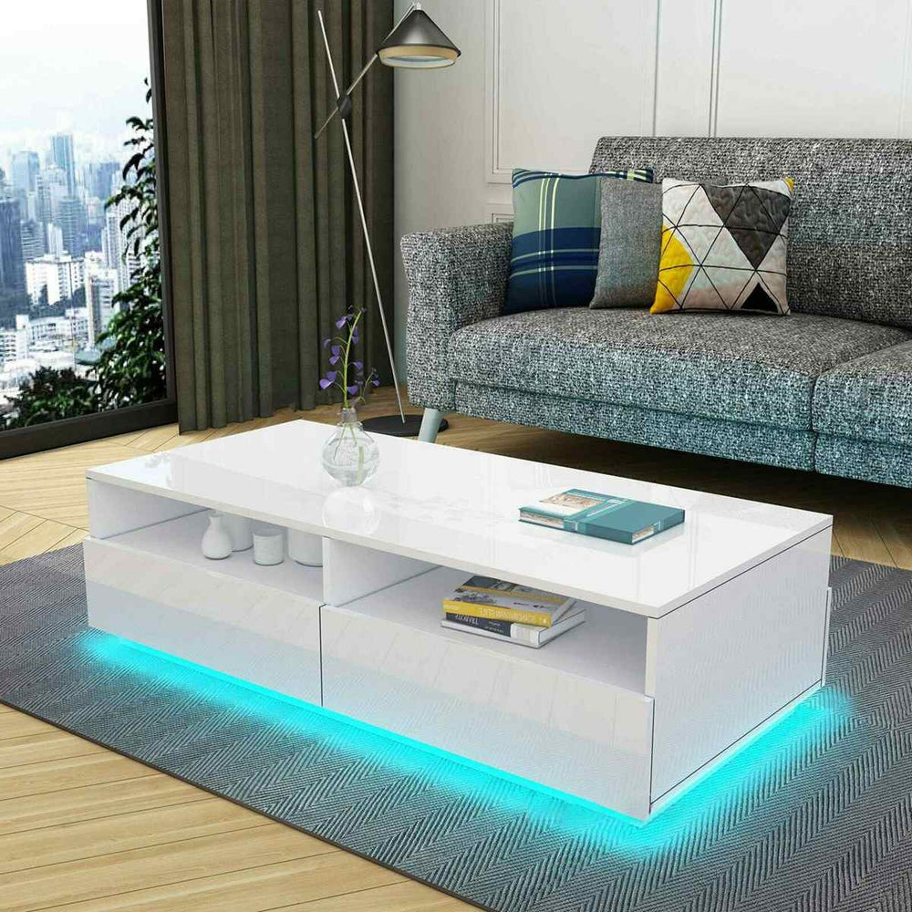 RGB LED Coffee Table High Gloss Side Table Living Room Furniture