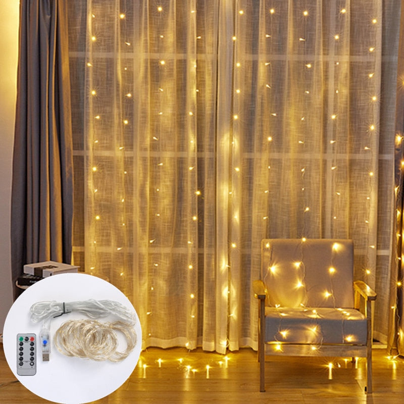 
                  
                    LED Holidays Curtain Garland for Window USB Power Fairy Lights with Remote Control Home Decor
                  
                