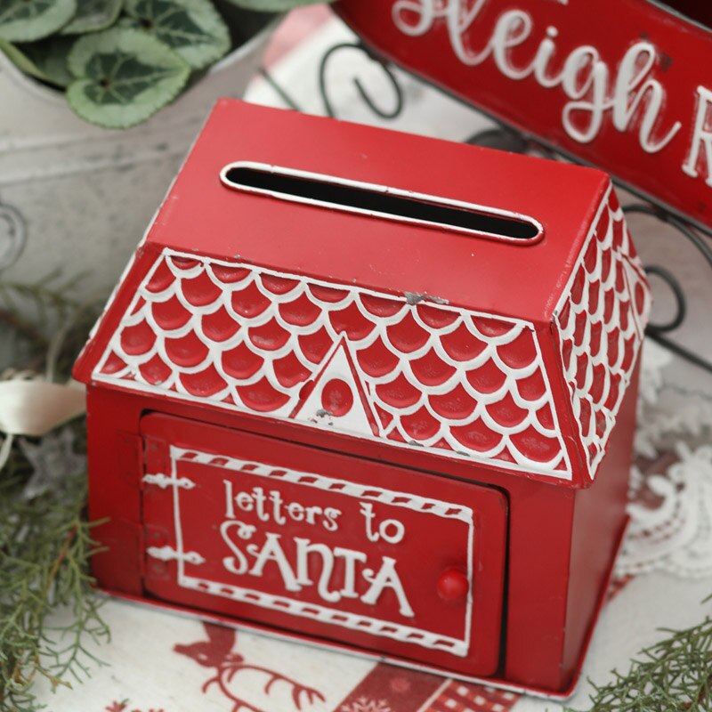 New Year's Christmas Metal Letter Mailbox From Santa Claus Home Decor