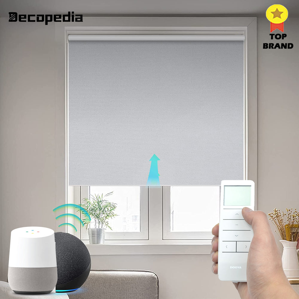 Decopedia Custom Home Window Roller Shades Motorized Blinds for Windows Wi-Fi Smart Home Google and Alexa Compatible