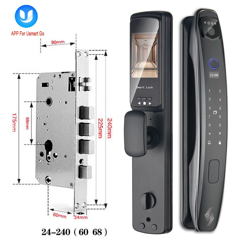 
                  
                    3D Face Smart Door Lock Security Camera Monitor Fingerprint Password Biometric Smart Key Lock
                  
                