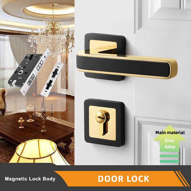 
                  
                    Indoor Bedroom Quiet Magnetic Suction Door Lock Modern Door Handle
                  
                