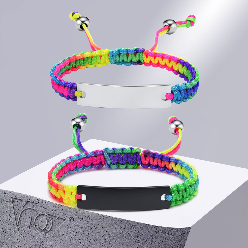 Vnox 10mm Braided Bracelet Adjustable Multicolor Rope Bracelet