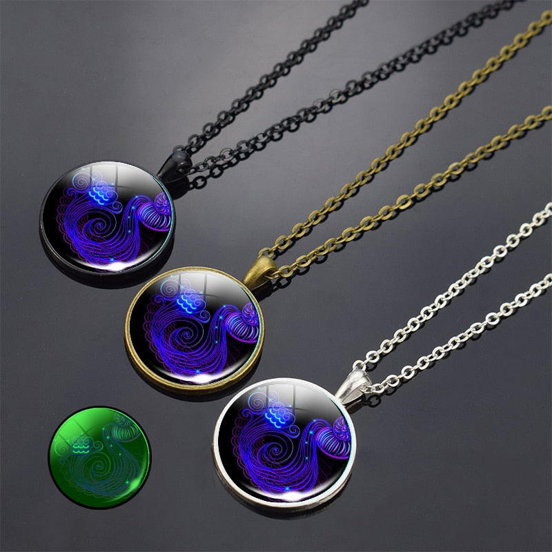 
                  
                    Luminous 12 Constellation Pendant Long Chains Necklace Zodiac Signs Glow in The Dark
                  
                