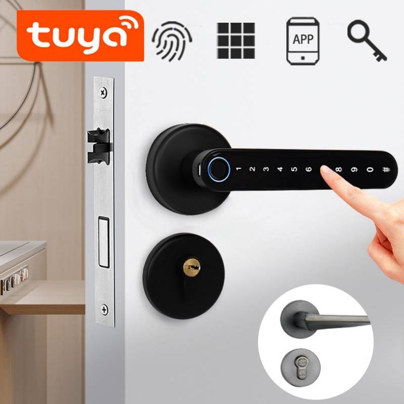 Biometric Smart Lock Fingerprint Password Electric Digital Lock Tuya App Keyless Security Door Lock