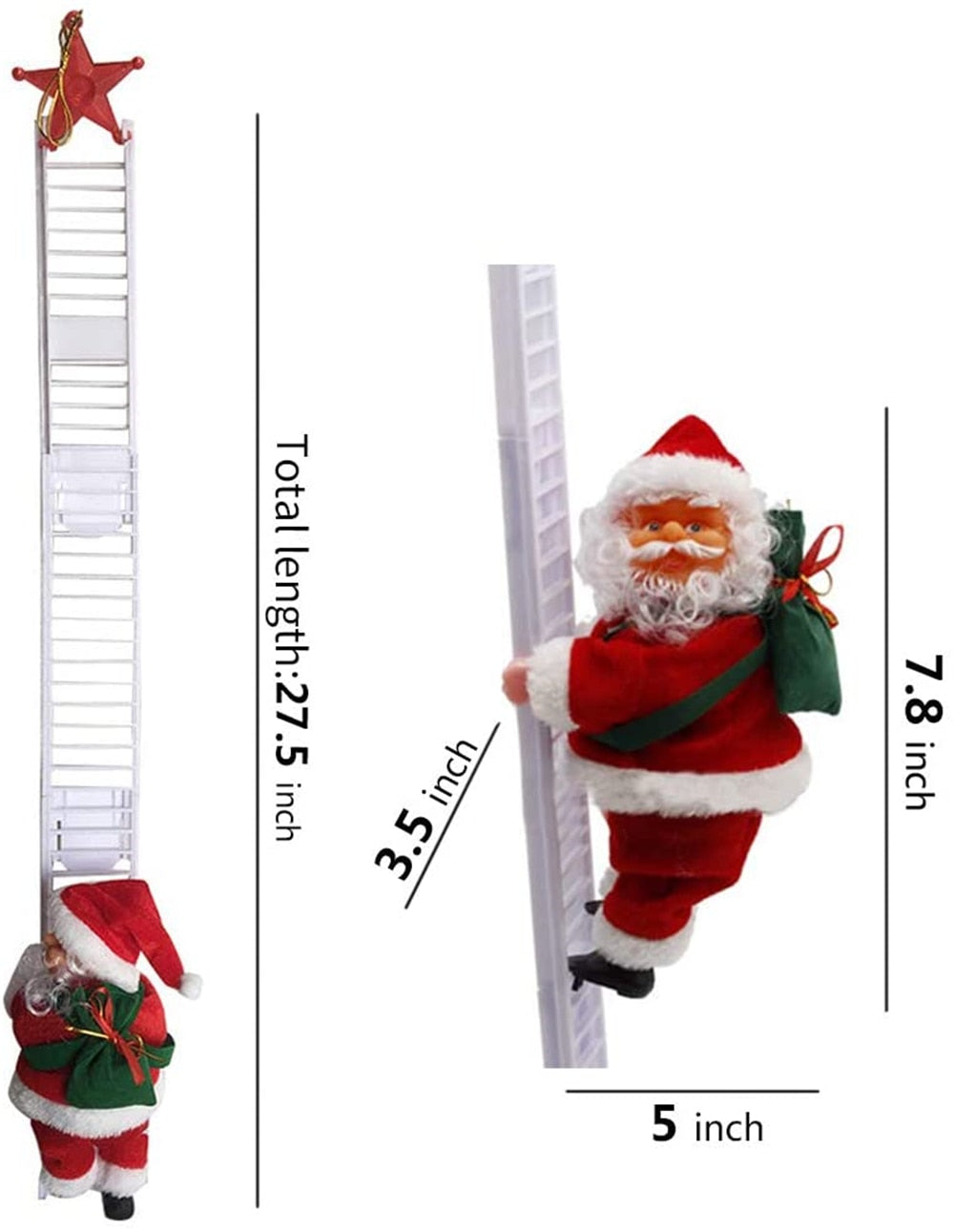 
                  
                    Electric Santa Claus Climbing Ladder Christmas Tree Hanging Decor with Music
                  
                