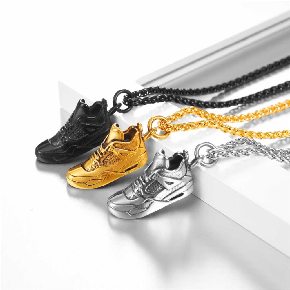 Stainless Steel Running Shoe Pendant Necklace