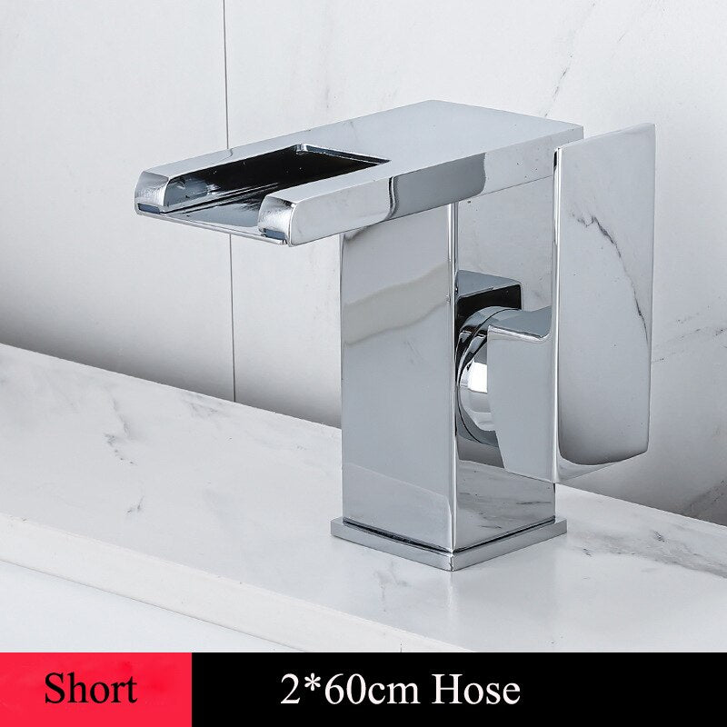 
                  
                    LED Basin Brass Waterfall Faucet Temperature Color Change Cold Hot Water Mixer Tap Deck Mounted
                  
                