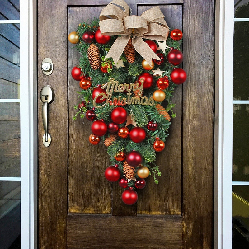 
                  
                    Holiday Christmas Red Wreath Front Door Hanging Artificial Pine Needle Garland Wreath Outdoor Home Decor
                  
                