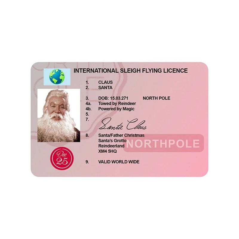 
                  
                    Santa Claus Flight License Christmas Eve Driving License for Kids
                  
                