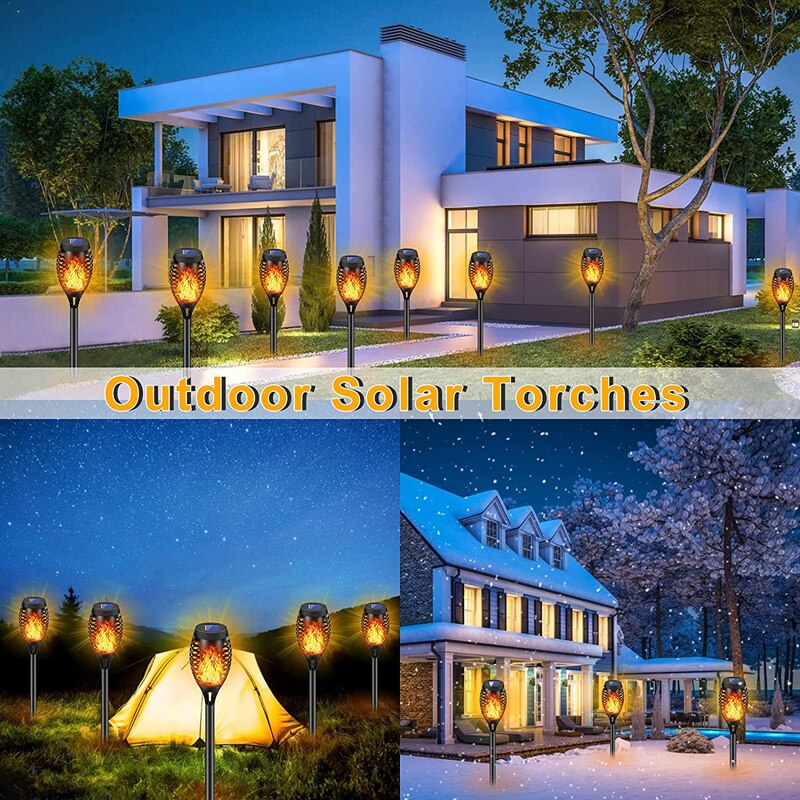 Solar Powered LED Torch Flickering Light 33LED Garden Decoration Lawn Lights