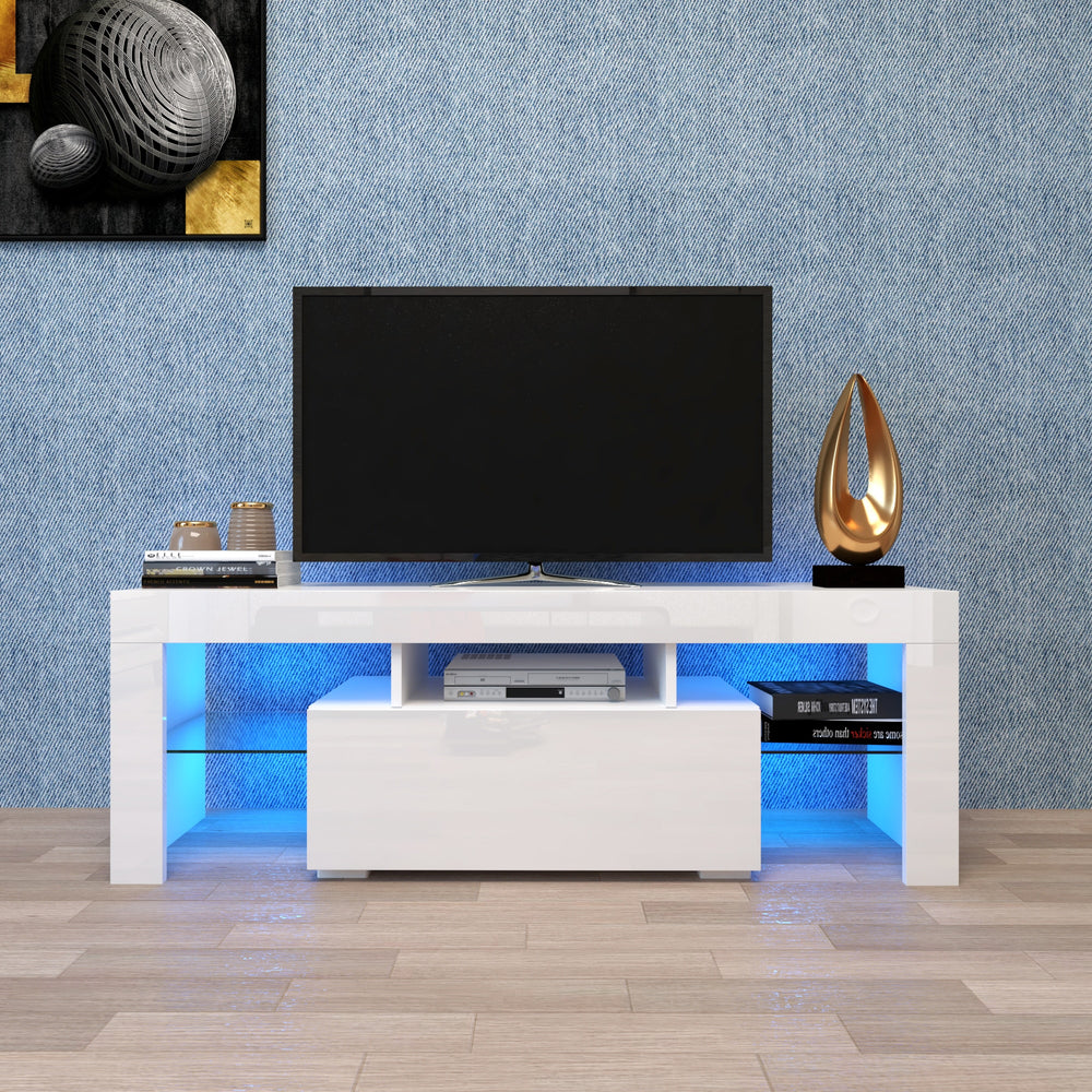 Modern LED TV Stand High Glossy Entertainment Center with Lights TV Console