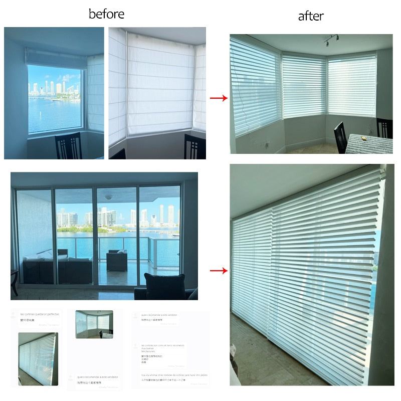 
                  
                    Smart Blinds for Windows Motorized Zebra Sheer Shades Remote Control Google Home and Alexa Compatible
                  
                