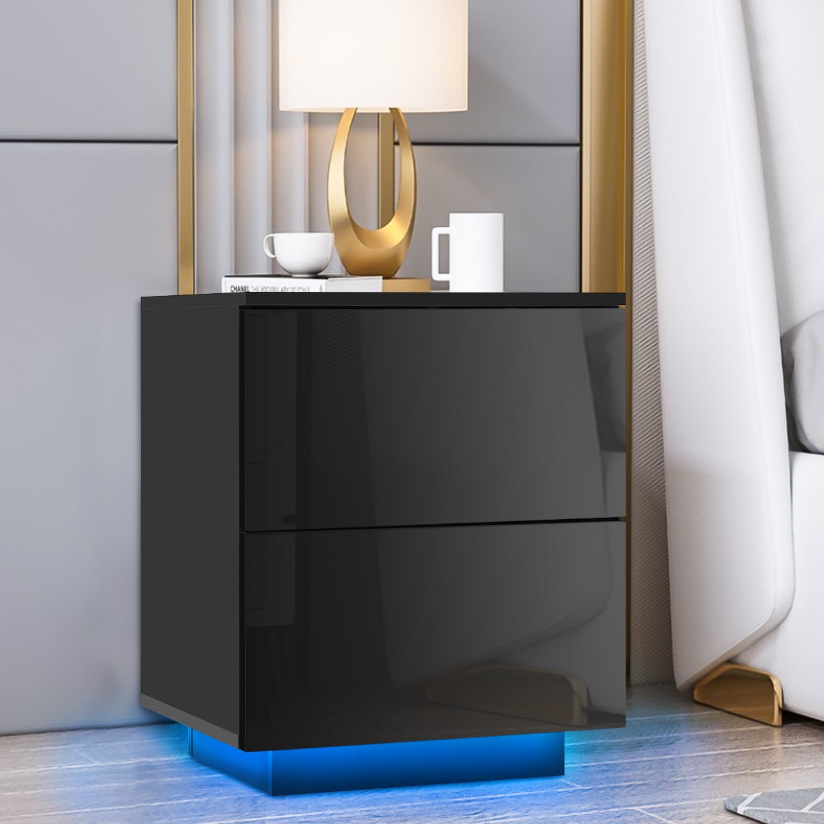 
                  
                    Modern RGB LED Night Table with 2 Drawers Home Bedroom Furniture Nightstands
                  
                