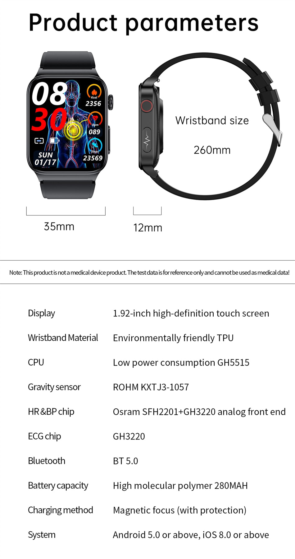 
                  
                    ECG+PPG Hypertension Hyperglycemia Hyperlipidemia Heart Rate Smart Watch
                  
                