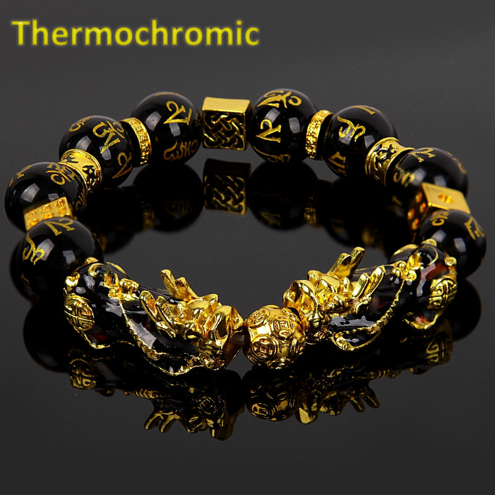 Thermochromic Pixiu Chinese Ancient Beads Mantra Bracelet