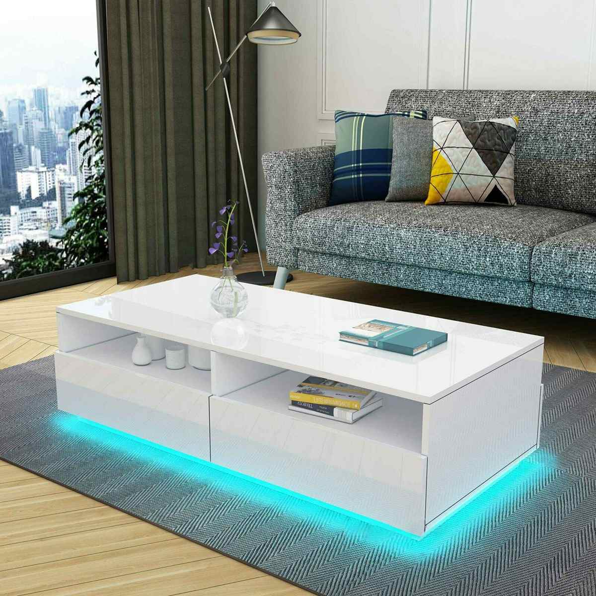 
                  
                    RGB LED Coffee Table High Gloss Side Table for Living Room Furniture
                  
                