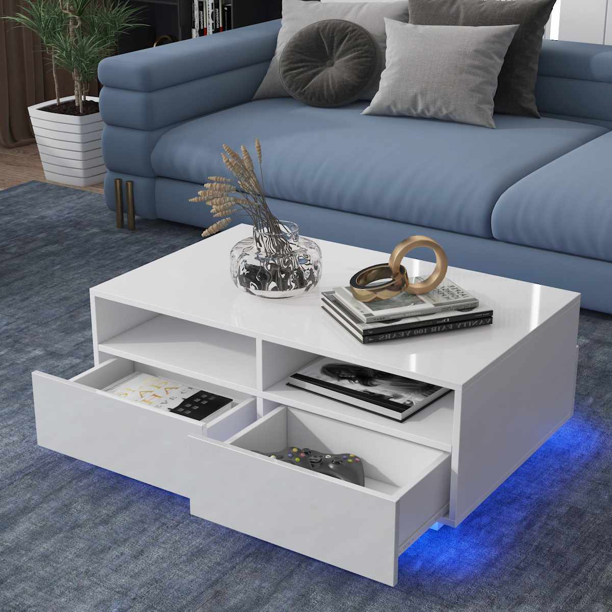 
                  
                    RGB LED Coffee Table High Gloss Side Table Living Room Furniture
                  
                