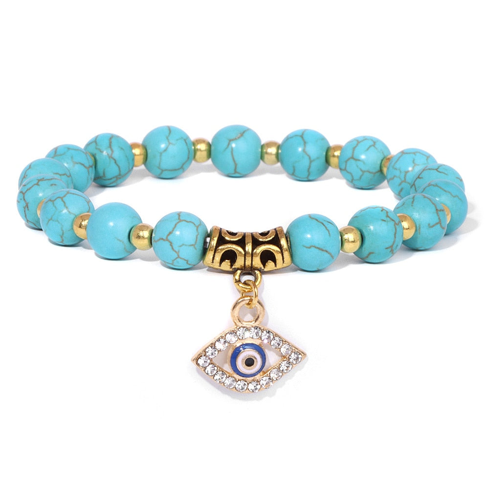 
                  
                    Stone Beaded Bracelet Oval Evil Eye Charm Lucky Wish Pendant Handmade Bracelets
                  
                