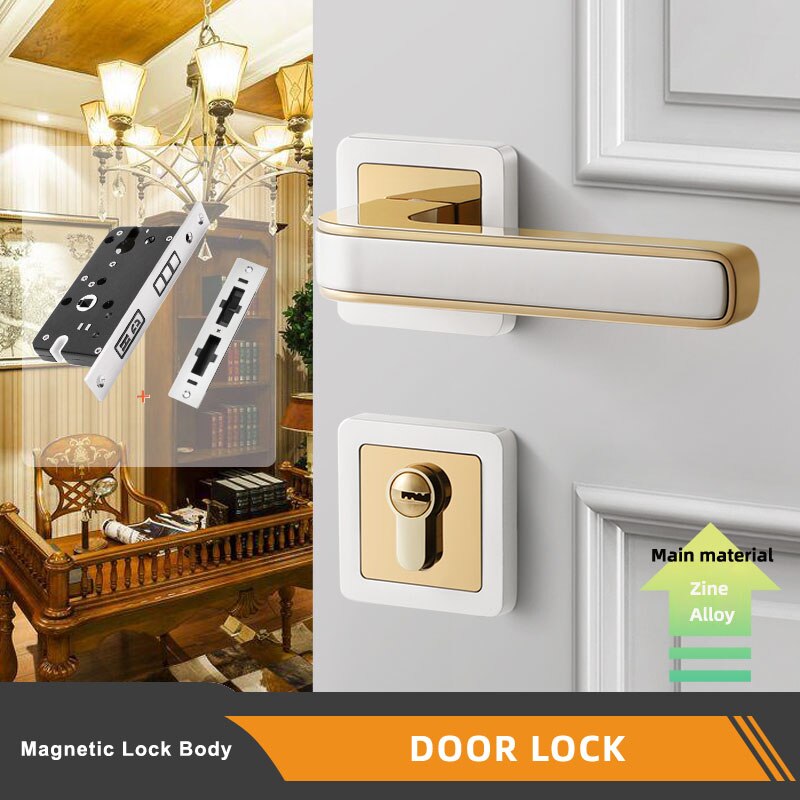 
                  
                    Indoor Bedroom Quiet Magnetic Suction Door Lock Modern Door Handle
                  
                