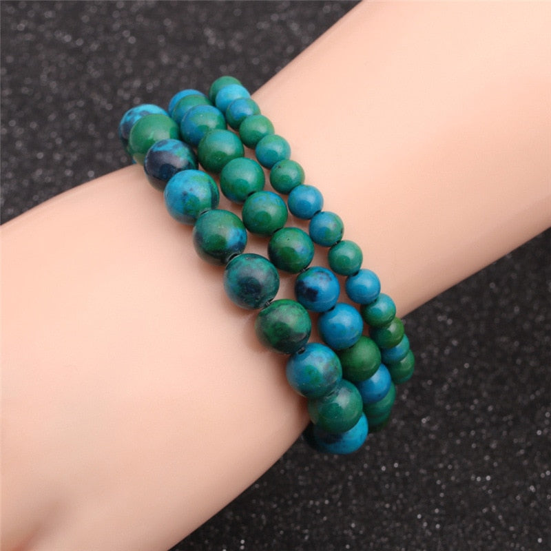 
                  
                    Chrysocolla Malachite Natural Stone Beads Bracelet Diabetes Relief Healing Jewelry
                  
                