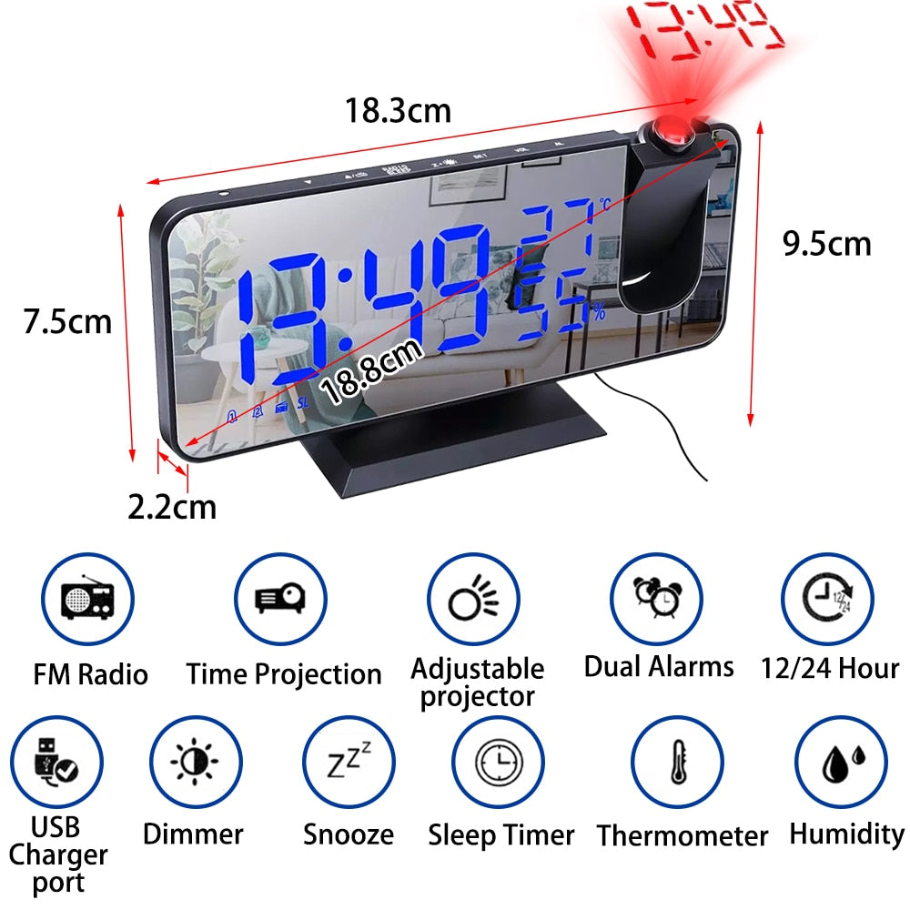 
                  
                    LED Digital Electronic Alarm Clock with Time Projector FM Radio
                  
                