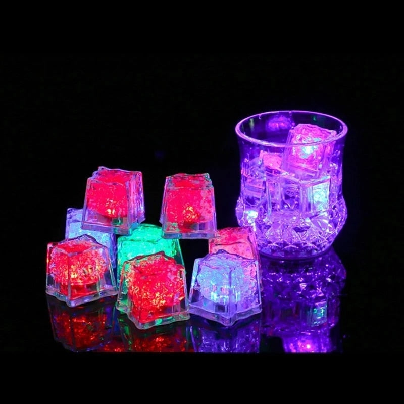 6Pcs Luminous LED Ice Cubes Glowing Festival Party Accessories Home Decor