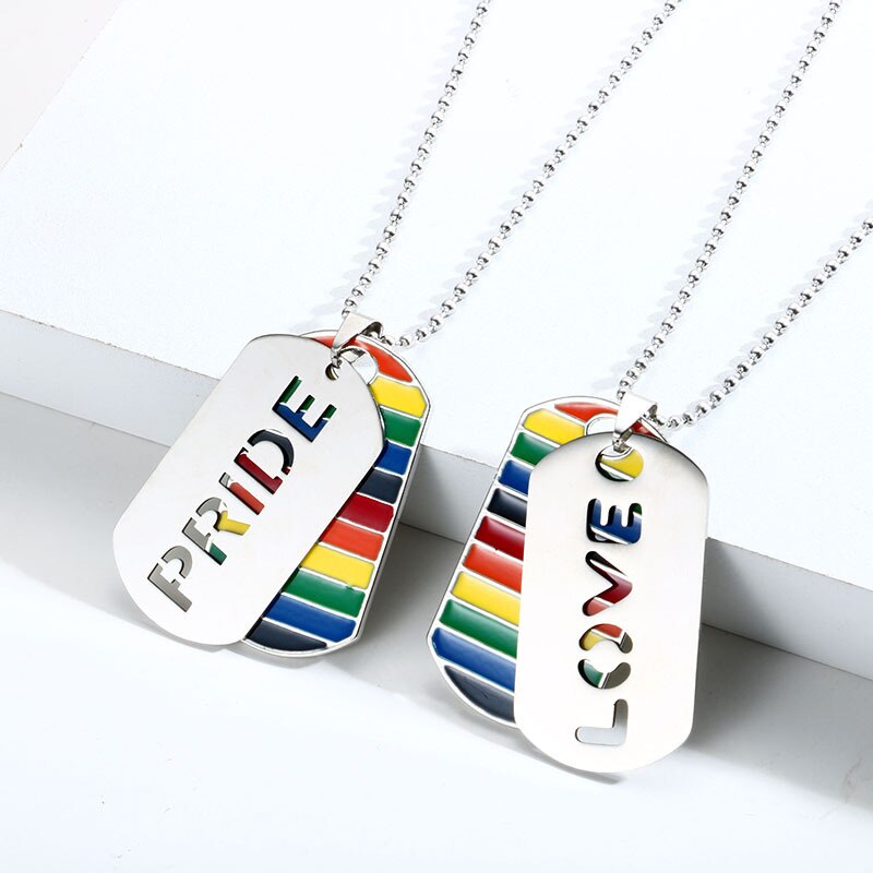 
                  
                    Enamel Rainbow Flag Pride Love Equality Pendant Necklace LGBT Necklaces Stainless Steel
                  
                